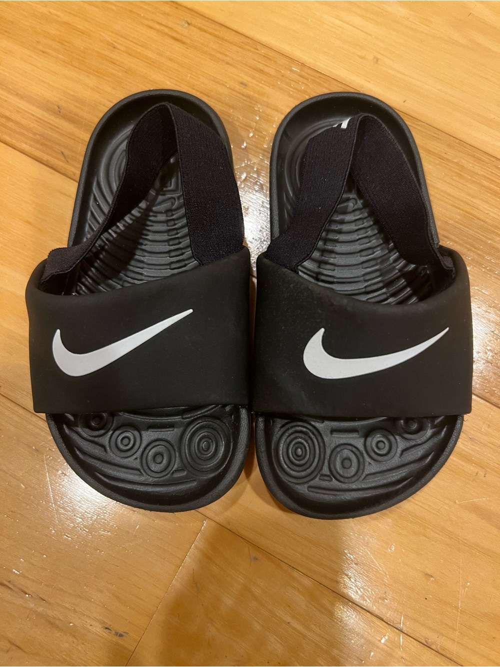 Nike Black Slides with White Swoosh for Kids